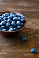 Blueberries in deep bowl