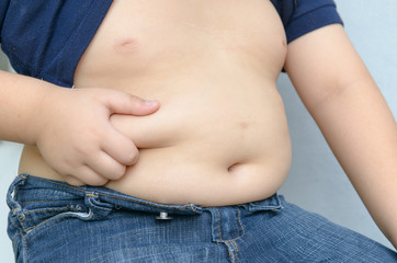 Naklejka premium The size of stomach of children with overweight.