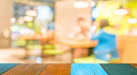 Coffee shop blur background with bokeh image.
