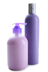 Cosmetic bottles isolated on white