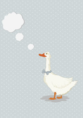 Cute cartoon goose with thought bubble