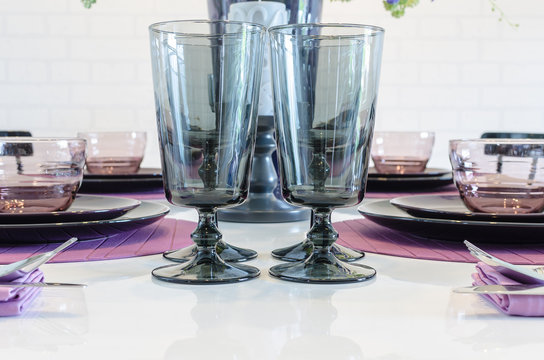 empty glasses on dinning table