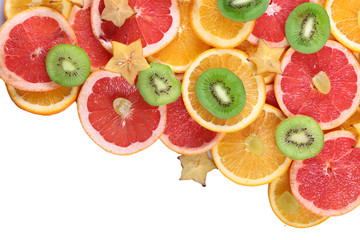 Sliced fruits isolated on white