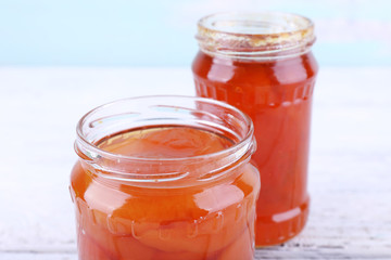 Homemade jars of fruits jam