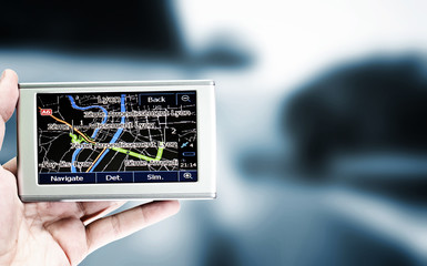 Gps in a man hand.