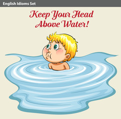 A man keeping his head above the water