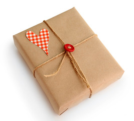 Beautiful gift box close-up. Valentine Day concept