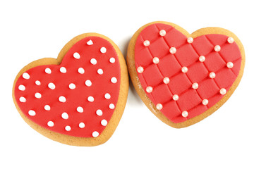 Heart shaped cookies for valentines day isolated on white