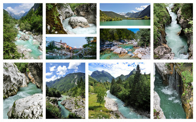 River Soca/Isonzo collage, Slovenia, central Europe