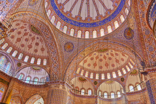 Blue Mosque Interior In Istanbul Turkey