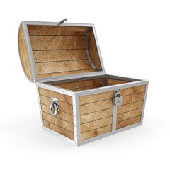 Empty Treasure Chest isolated on white background