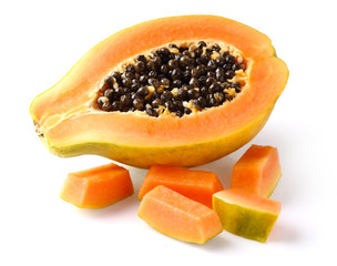 Fresh papaya with slice