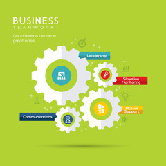 Business Teamwork Concept Icons with Gear Illustration
