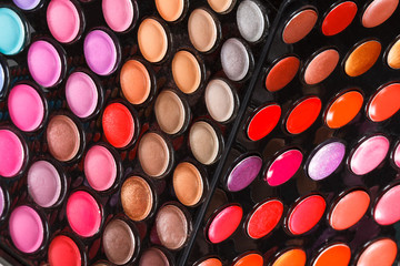 Colorful makeup palettes.