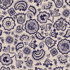 Seamless abstract floral pattern vintage - 78534376