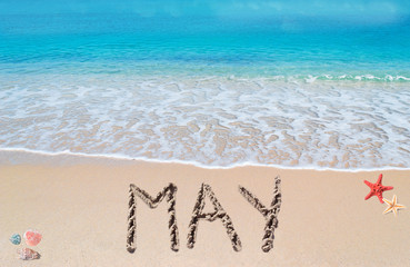 may on a tropical beach