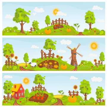 Rural landscapes illustration