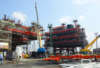 Oil&gas platform under construction.