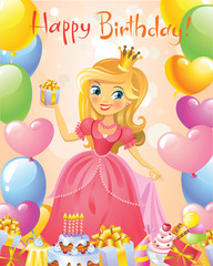 Happy Birthday, Princess, greeting card.