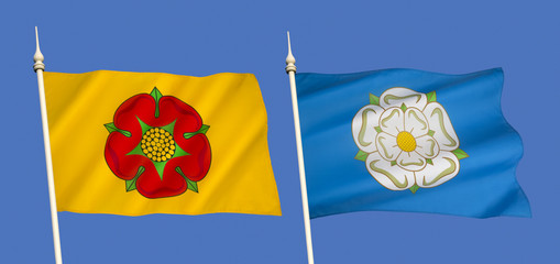 Flags of Lancashire and Yorkshire - United Kingdom