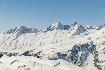 Fototapeta na wymiar Belalp, Walliser Dorf, Alpen, Höhenwanderung, Winter, Schweiz