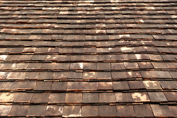 Old clay tile roof texture