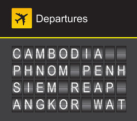 Cambodia flip alphabet airport departures