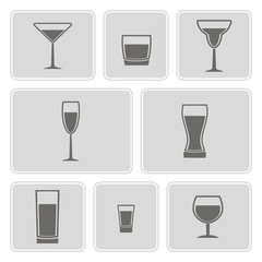 set of monochrome icons with Drink glass for your design
