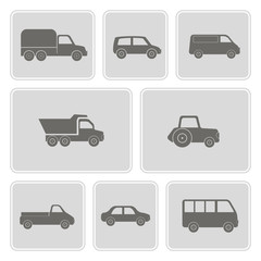 set of monochrome icons with car icons for your design