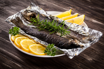 Fish dish - fried fish fillet with vegetables