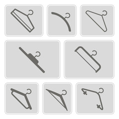 set of monochrome icons with hangers for your design