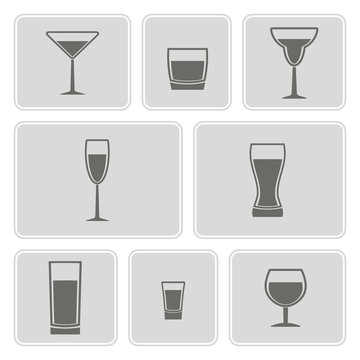 set of monochrome icons with Drink glass for your design
