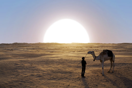 Sonnenuntergang in der Wüste Sahara