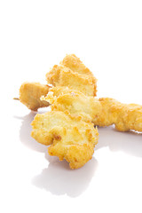 Fried chicken filett on white background