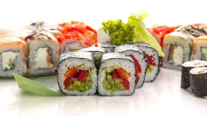 Sushi set isolated on white bakcground