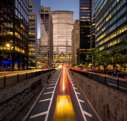 Car light trails, Park Avenue South, New York City