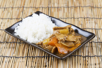 Japanese pork curry with rice ,carrot,onion and potato