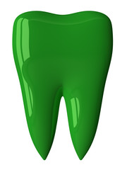 Green tooth isolated