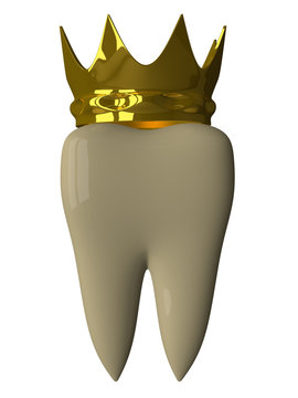Yellow tooth with crown