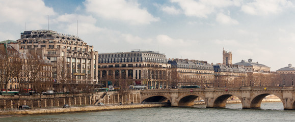 Panoramic view of rive droite, left bank of river, Paris, France - 78541755