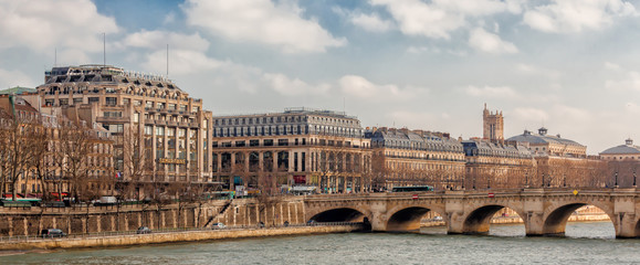 Panoramic view of rive droite, river Seine, Paris, France