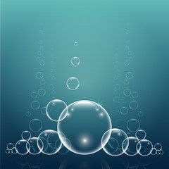 Group bubbles on aqua background vector