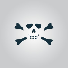 Cartoon skull with bones vector icon