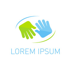 Flat hands logo template.