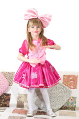 beautiful little girl dressed as doll. living doll