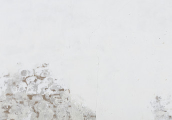 Background of old vintage white stucco wall with cracks