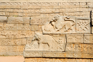 Basrelief artwork of Royal Enclosure temple at Hampi
