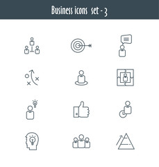 Flat line icons set of business meeting, professional occupation