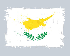 Vector flag of Cyprus. Graffiti in grange style with brush strok