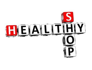 3D Crossword Shop Healthy on white background